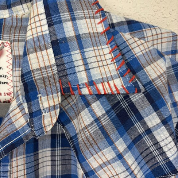 Upcycled Vintage Levi Plaid Button Front Shirt Wearable Art - Picture 9 of 16